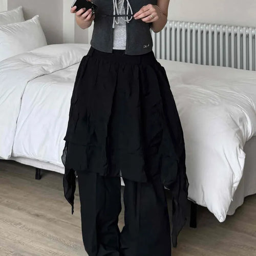 Asymmetrical flare belt tiered skirt