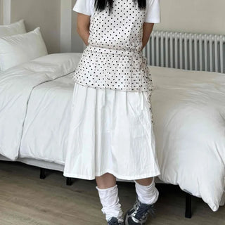 Midi flare back elastic skirt