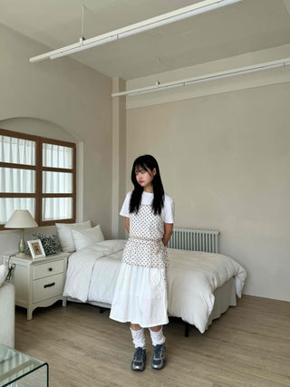 Midi flare back elastic skirt