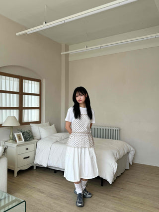 Midi flare back elastic skirt