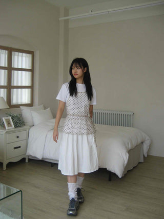Midi flare back elastic skirt