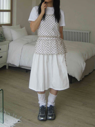 Midi flare back elastic skirt