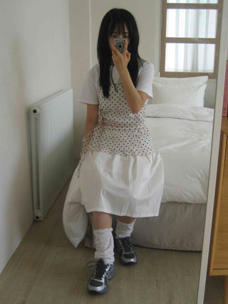 Midi flare back elastic skirt