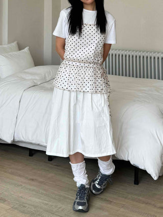 Midi flare back elastic skirt