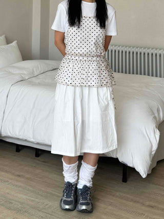 Midi flare back elastic skirt