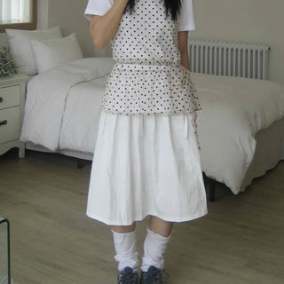 Midi flare back elastic skirt