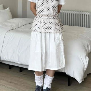 Midi flare back elastic skirt