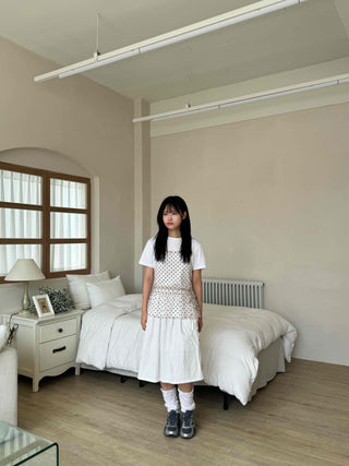 Midi flare back elastic skirt