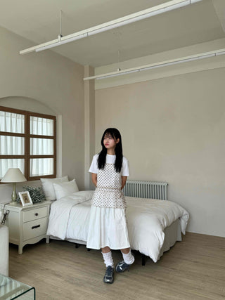Midi flare back elastic skirt