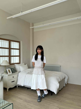 Midi flare back elastic skirt