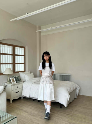 Midi flare back elastic skirt