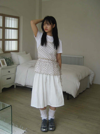 Mesh polka dot halterneck layered sleeveless top