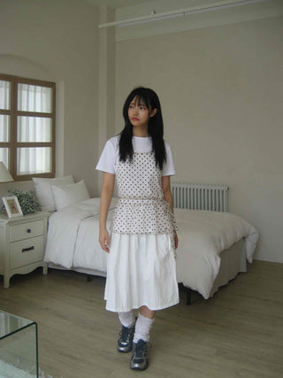 Mesh polka dot halterneck layered sleeveless top