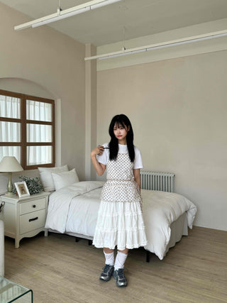 Midi frill tiered skirt