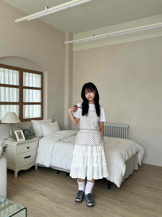 Midi frill tiered skirt