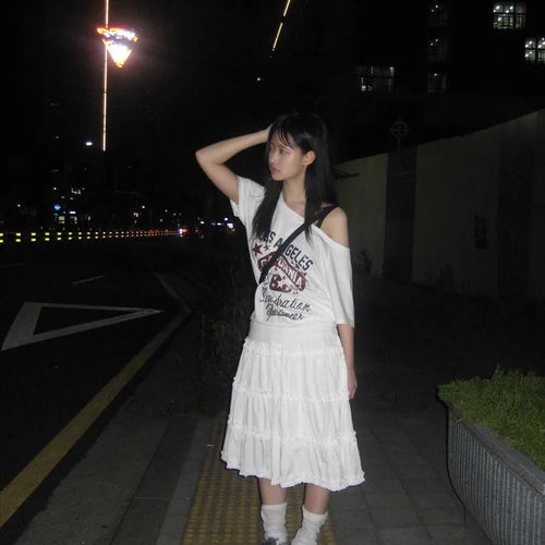 Midi frill tiered skirt