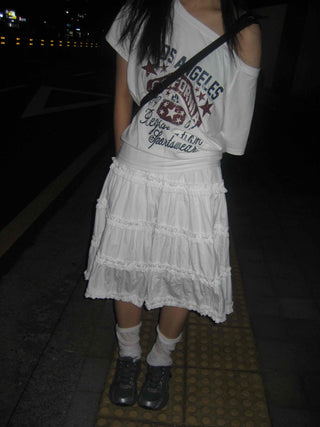Midi frill tiered skirt