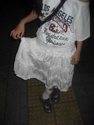 Midi frill tiered skirt