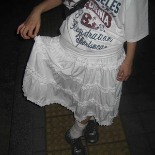 Midi frill tiered skirt