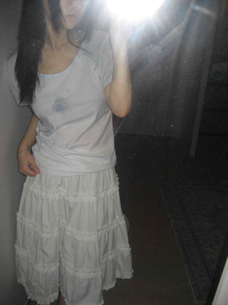 Midi frill tiered skirt