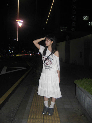 Midi frill tiered skirt