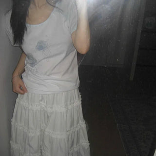 Midi frill tiered skirt