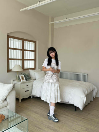 Midi frill tiered skirt
