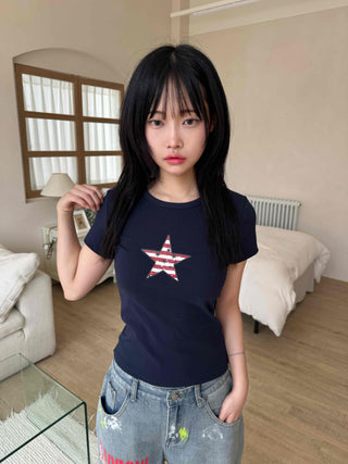 Vintage Star Graphic Basic Short Sleeve