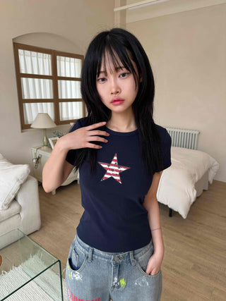 Vintage Star Graphic Basic Short Sleeve