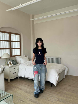 Vintage Star Graphic Basic Short Sleeve