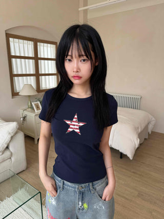 Vintage Star Graphic Basic Short Sleeve