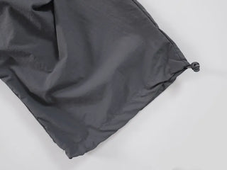 Crisp Nylon Rivet Elastic Waist Long Pants