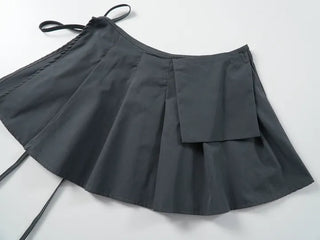 Antique Layered Plain Elastic Waist Long Pants