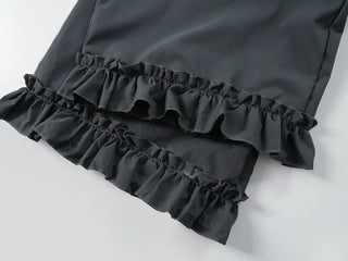 Antique Layered Plain Elastic Waist Long Pants