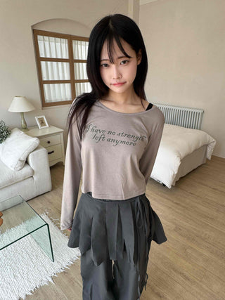 Antique Layered Plain Elastic Waist Long Pants
