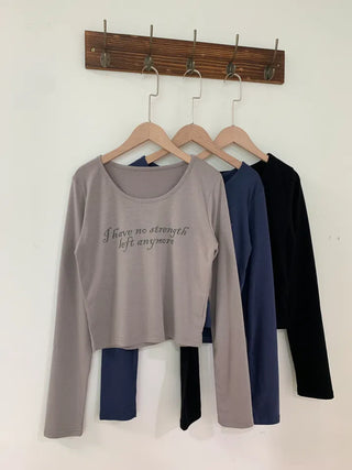 Lettering Round Neck Long Sleeve T-shirt