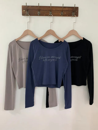 Lettering Round Neck Long Sleeve T-shirt