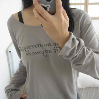 Lettering Round Neck Long Sleeve T-shirt