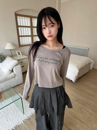 Lettering Round Neck Long Sleeve T-shirt