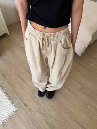 Cotton Pintuck Wide Fit Plain Long Pants