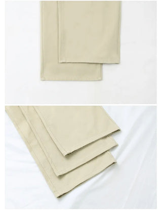 Cotton Pintuck Wide Fit Plain Long Pants