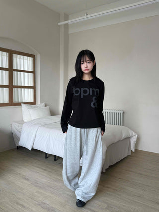 Daily Semi-Crop Printed Long Sleeve T-shirt