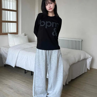 Daily Semi-Crop Printed Long Sleeve T-shirt