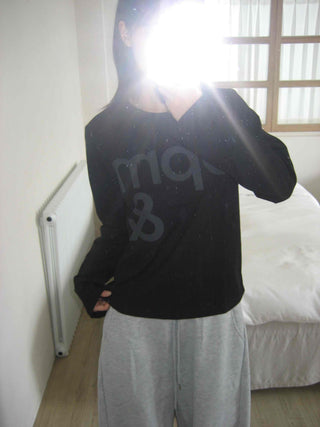 Daily Semi-Crop Printed Long Sleeve T-shirt