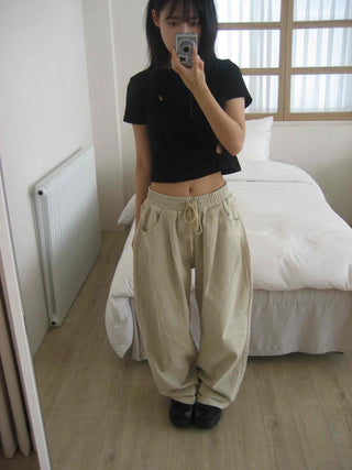 Street Heart Punching/Eyelet Shirring Short Sleeve T-shirt