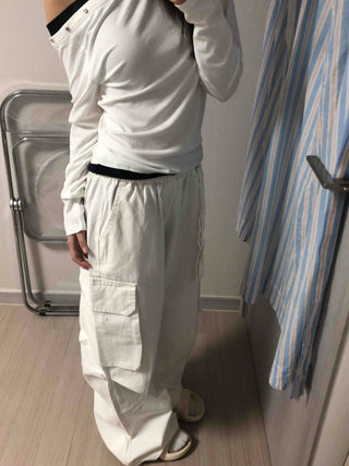 Minimal Big Pocket Cargo Wide Pants