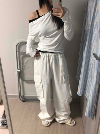 Minimal Big Pocket Cargo Wide Pants