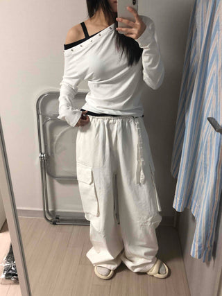 Minimal Big Pocket Cargo Wide Pants