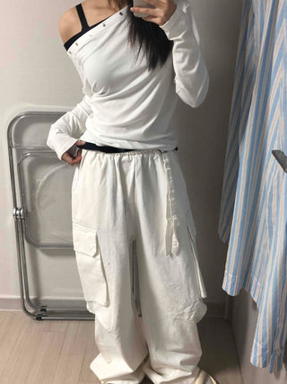 Minimal Big Pocket Cargo Wide Pants