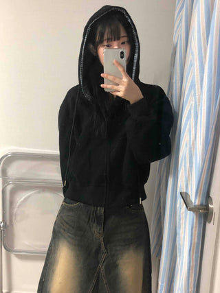 Color Block Check Avant-Gear Zip-Up Hoodie
